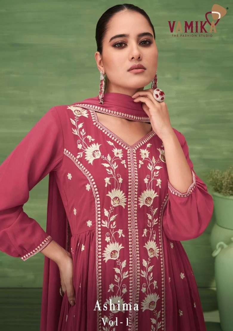 VAMIKA ASHIMA VOL-1 DESIGNER GEORGETTE THREE PCS READYMADE SET SUPPLIER