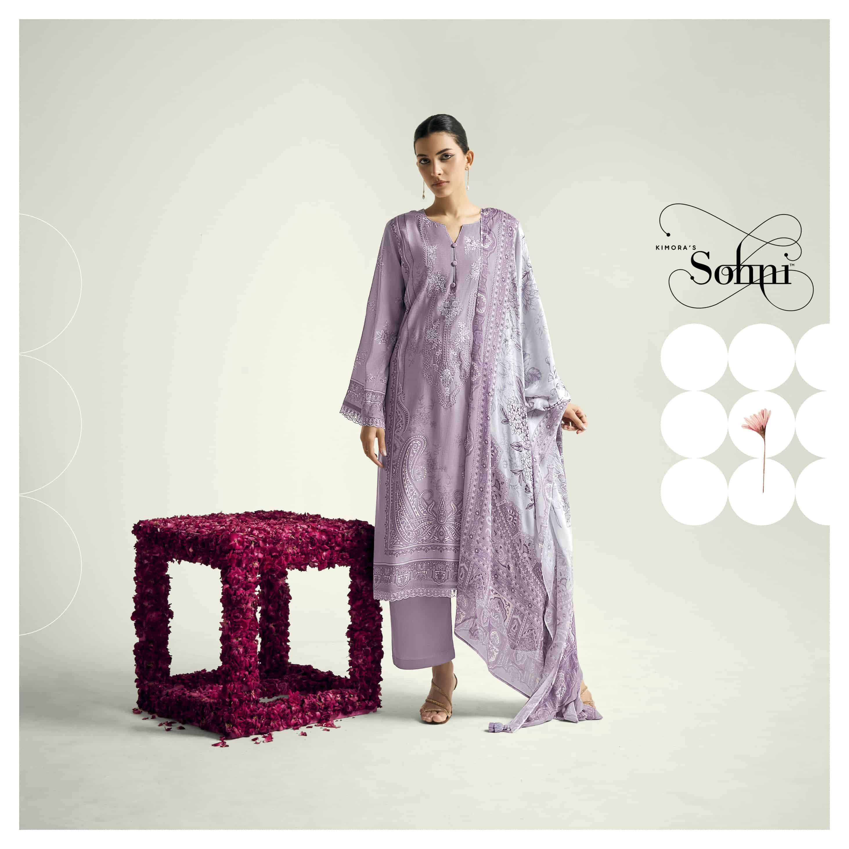 KIMORA SOHNI SONNET  LAWN COTTON DIGITAL PRINTED UNSTITCHED SALWAR KAMEEZ CATALOG EXPORTER