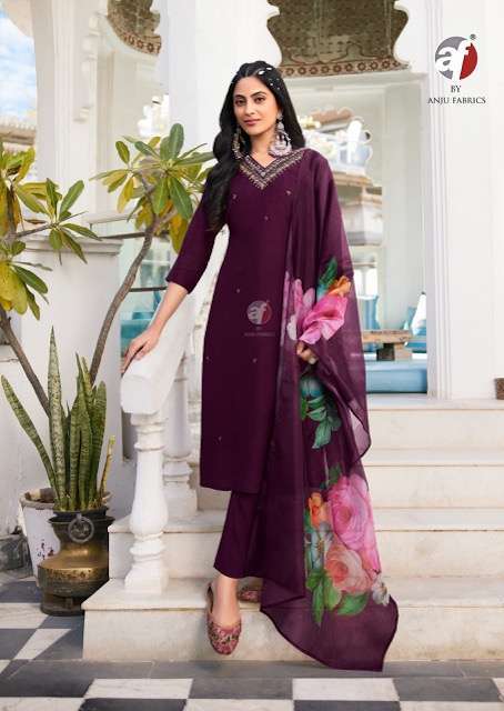 ANJU FABRICS NAKHRALI VOL-6 MODAL SILK DESIGNER THREE PCS  READYMADE SET EXPORTER IN INDIA 