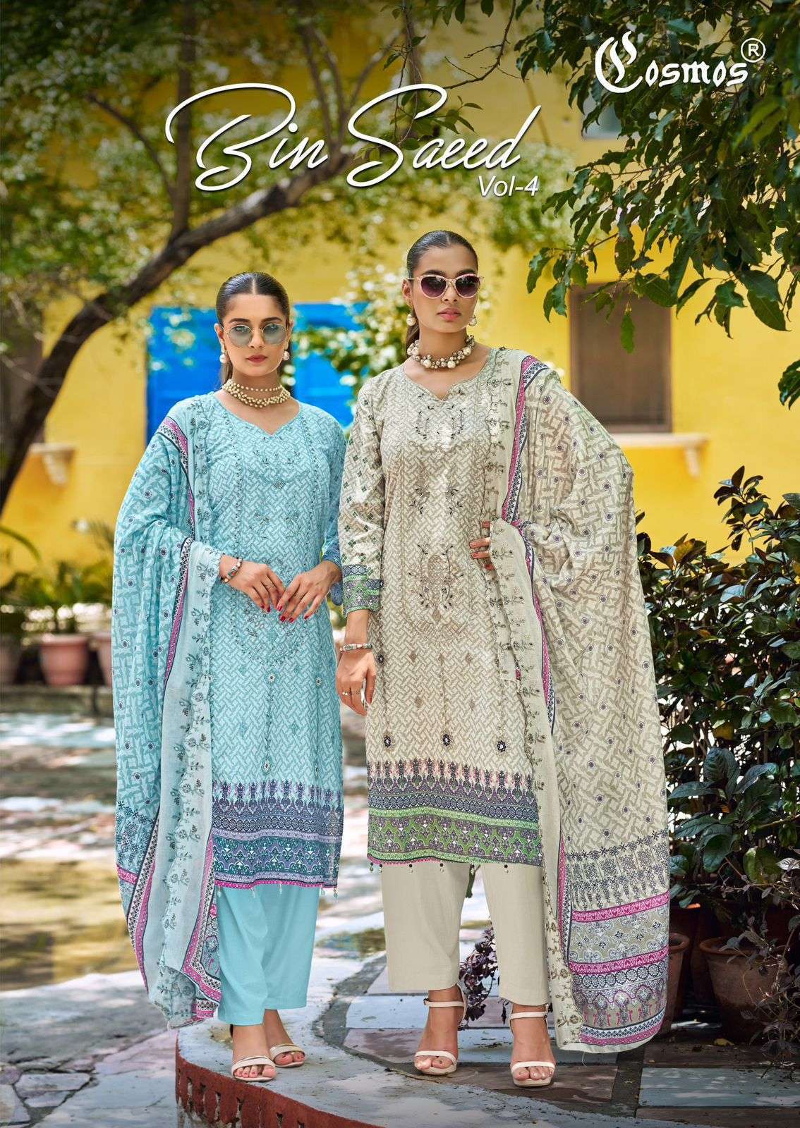 COSMOS BIN SAEED VOL-4 LAWN COTTON DESIGNER SALWAR KAMEEZ CATALOG EXPORTER