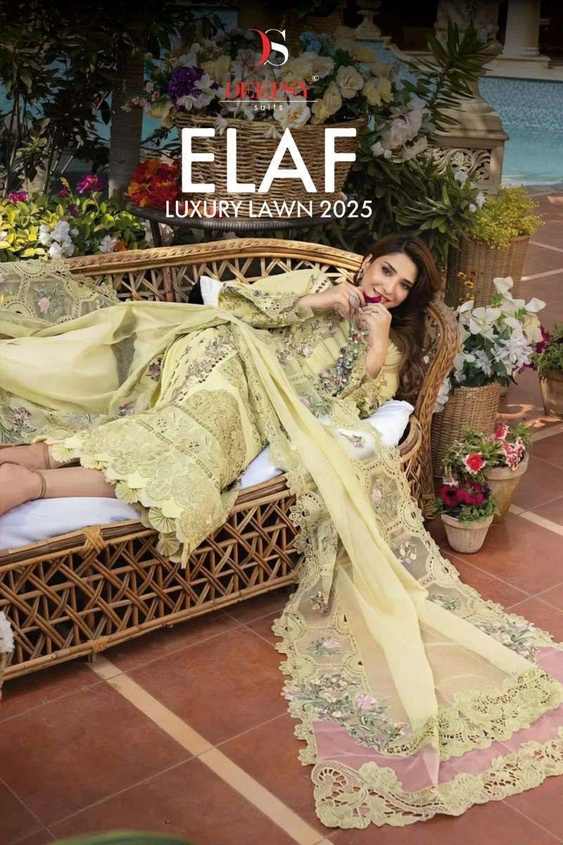 DEEPSY ELAF LUXURY LAWN 2025  DESIGNER COTTON PAKISTANI SUIT WHOLESALE RATE 