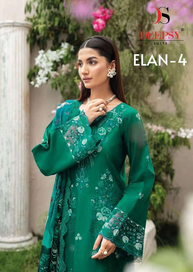 DEEPSY ELAN VOL-4 DESIGNER COTTON PAKISTANI SUIT WHOLESALE RATE 
