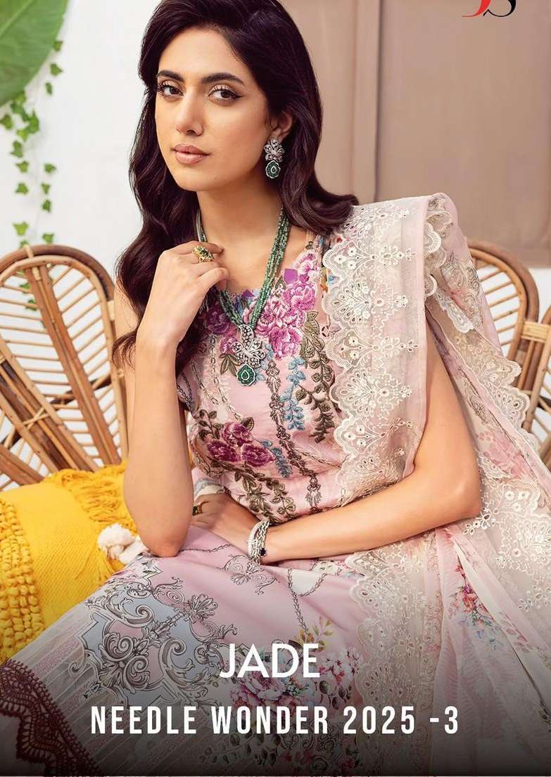 DEEPSY JADE NEEDLE WONDER 2025  3  PURE COTTON UNSTITCHED PAKISTANI SUIT WHOLESALER IN SURAT