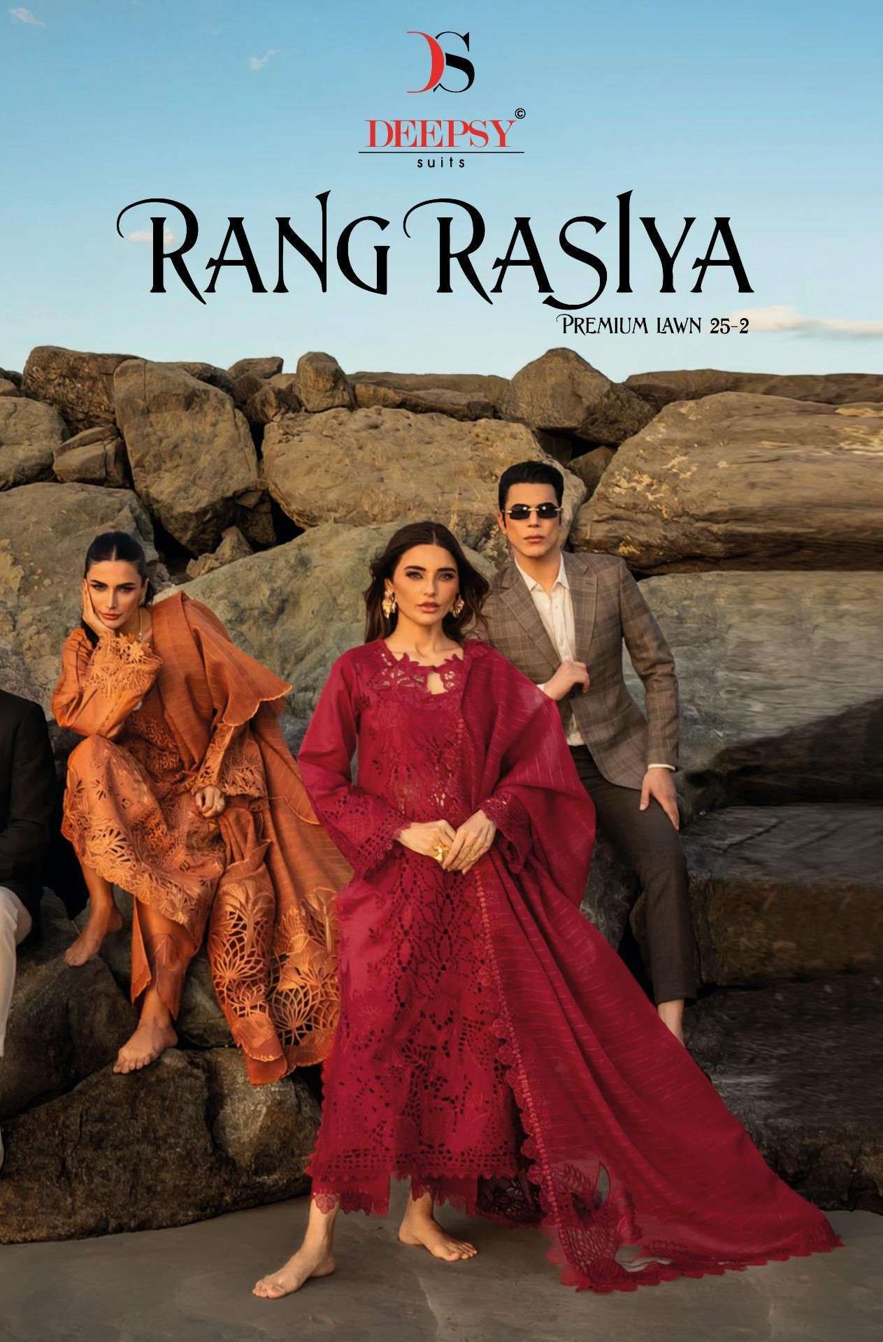 DEEPSY RANGRASIYA PREMIUM LAWN 25 2 PURE COTTON SELF EMBRODERY WORK PAKISTANI SUIT DEALER 