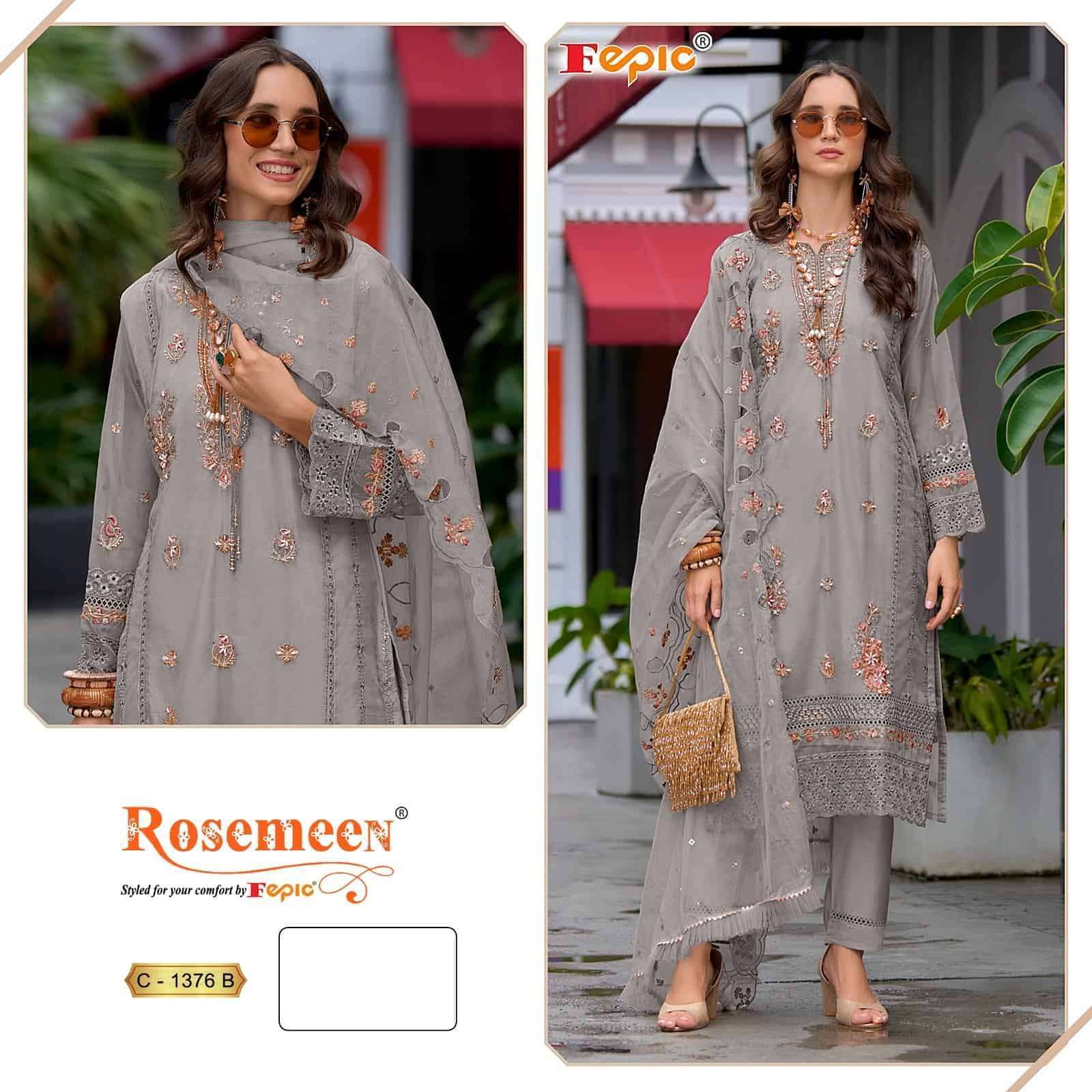 FEPIC C 1376 COLOURS ORGANZA WITH HEAVY EMBRODERY WORK PARTY WEAR PAKISTANI SUIT DEALER 