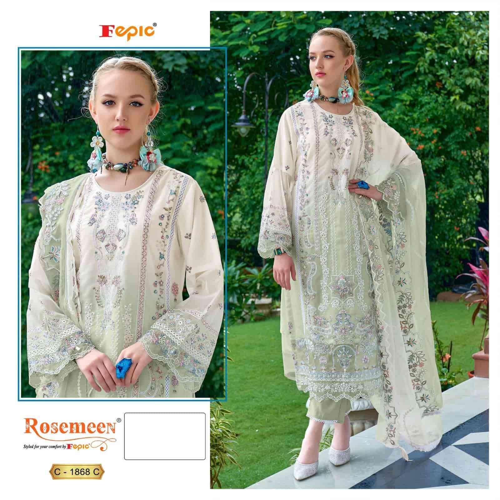 FEPIC C 1868 COLOURS ORGANZA WITH HEAVY EMBRODERY WORK PARTY WEAR PAKISTANI SUIT WHOLESALER 