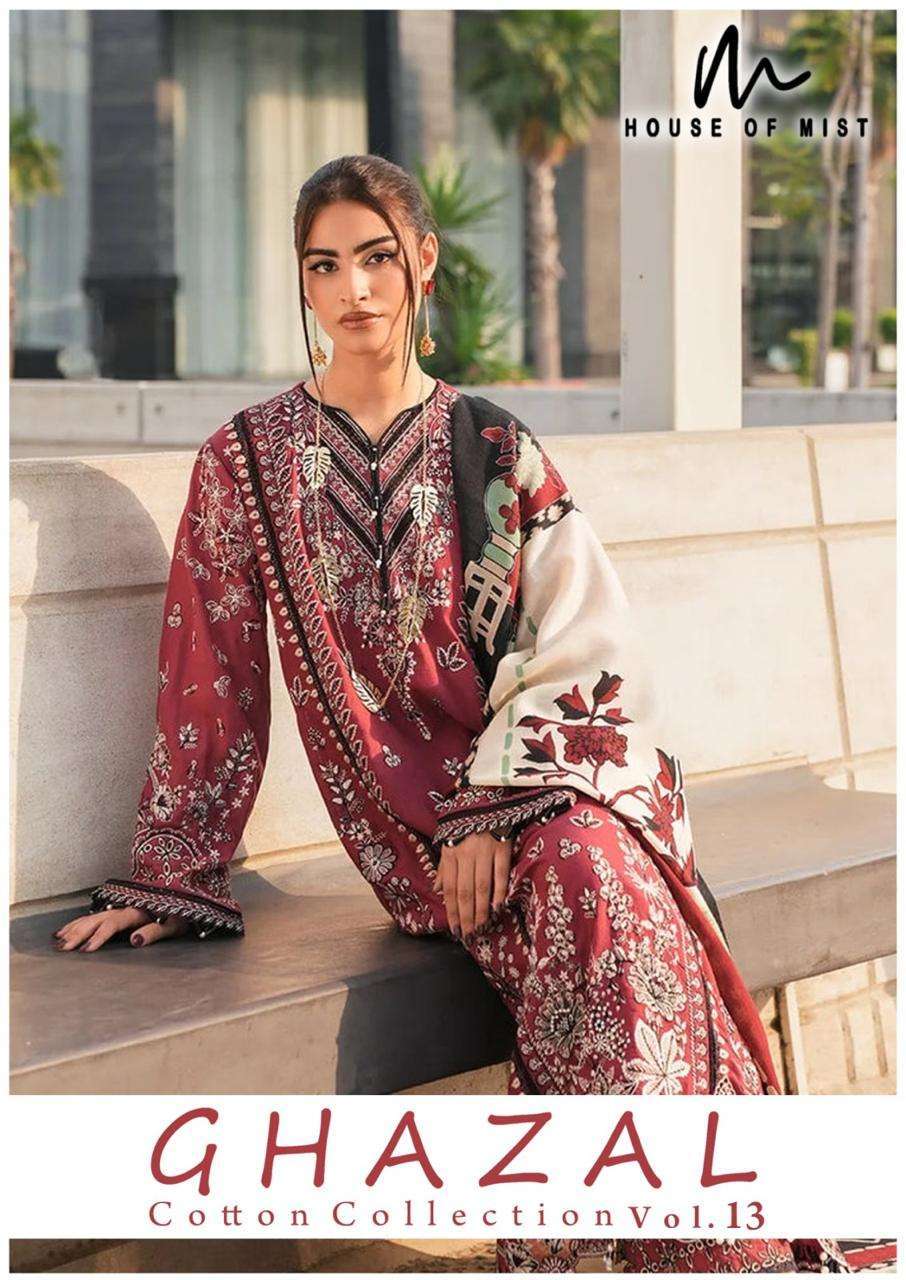 HOUSE OF MIST GHAZAL VOL-13  PURE COTTON PRINTED PAKISTANI SUIT SUPPLIER