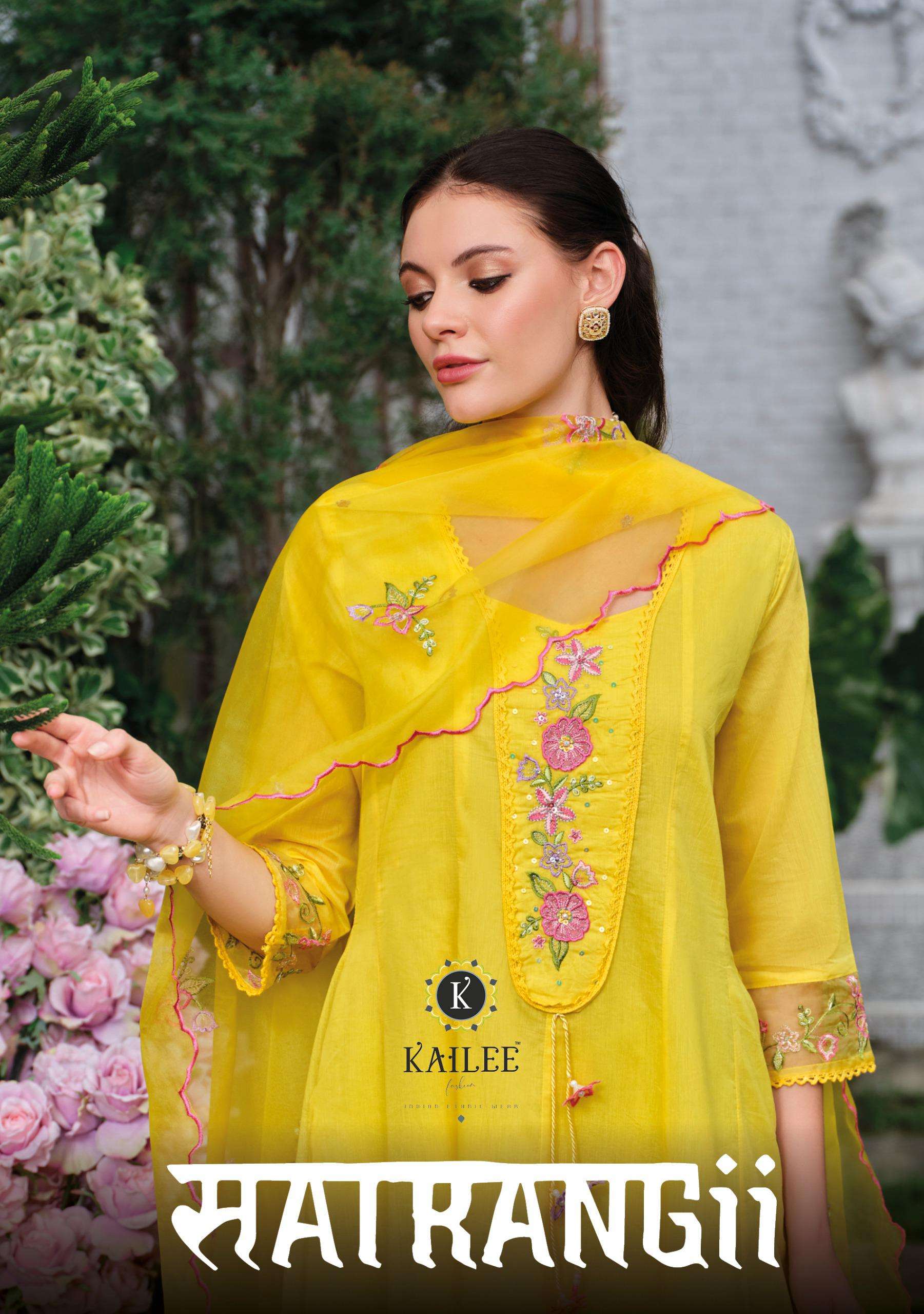KAILEE FASHION SATRANGI CHANDERI VISCOSE DESIGNER THREE PCS READYMADE SET SUPPLIER 