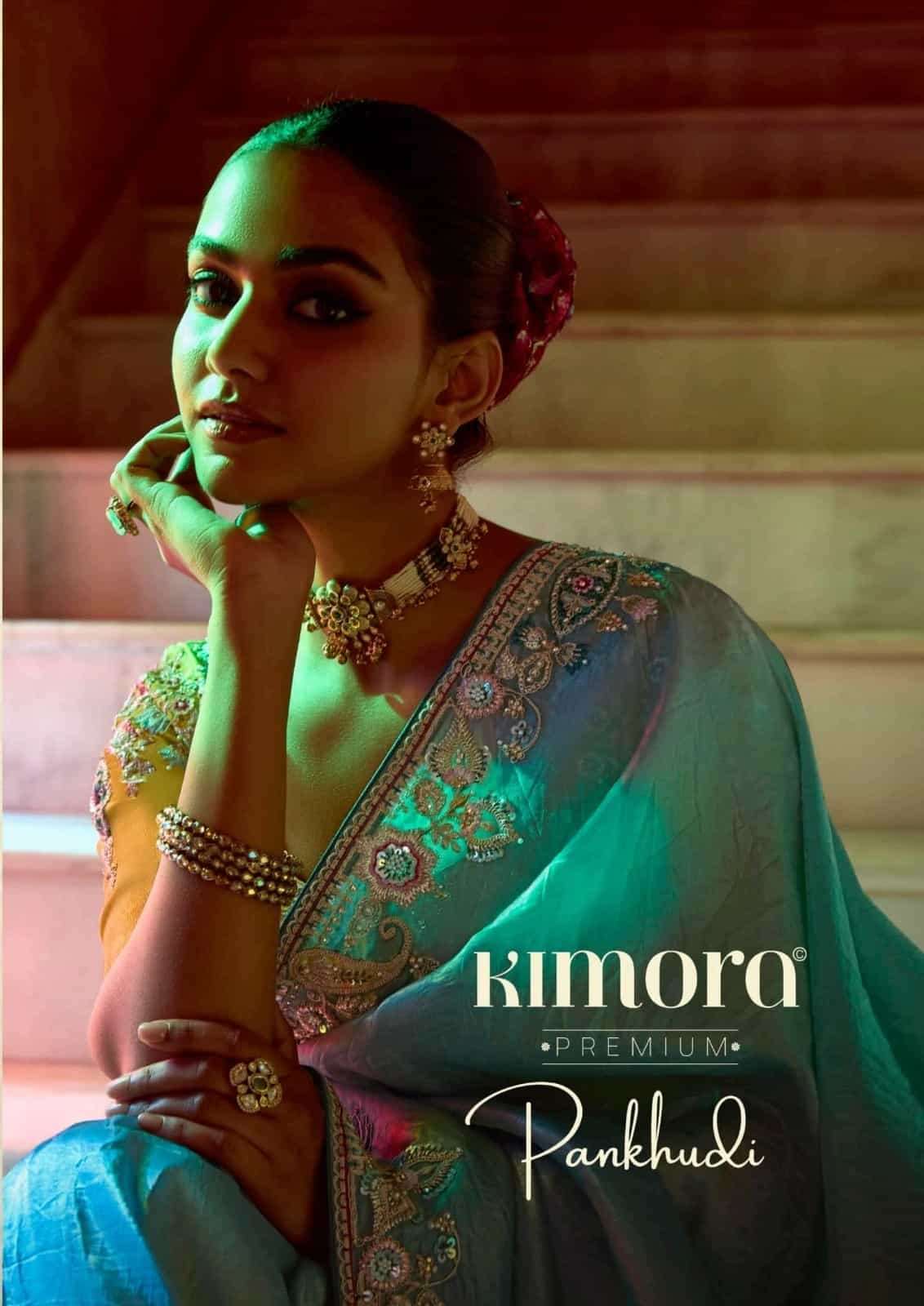 KIMORA PANKHUDI 5401 TO 5411 SERIES DESIGNER  PARTY WEAR  SAREE CATALOG EXPORTER 
