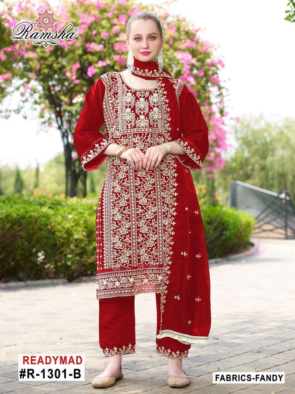 RAMSHA R 1301   NX FANCY PARTY WEAR READYMADE PAKISTANI SUIT DEALER 