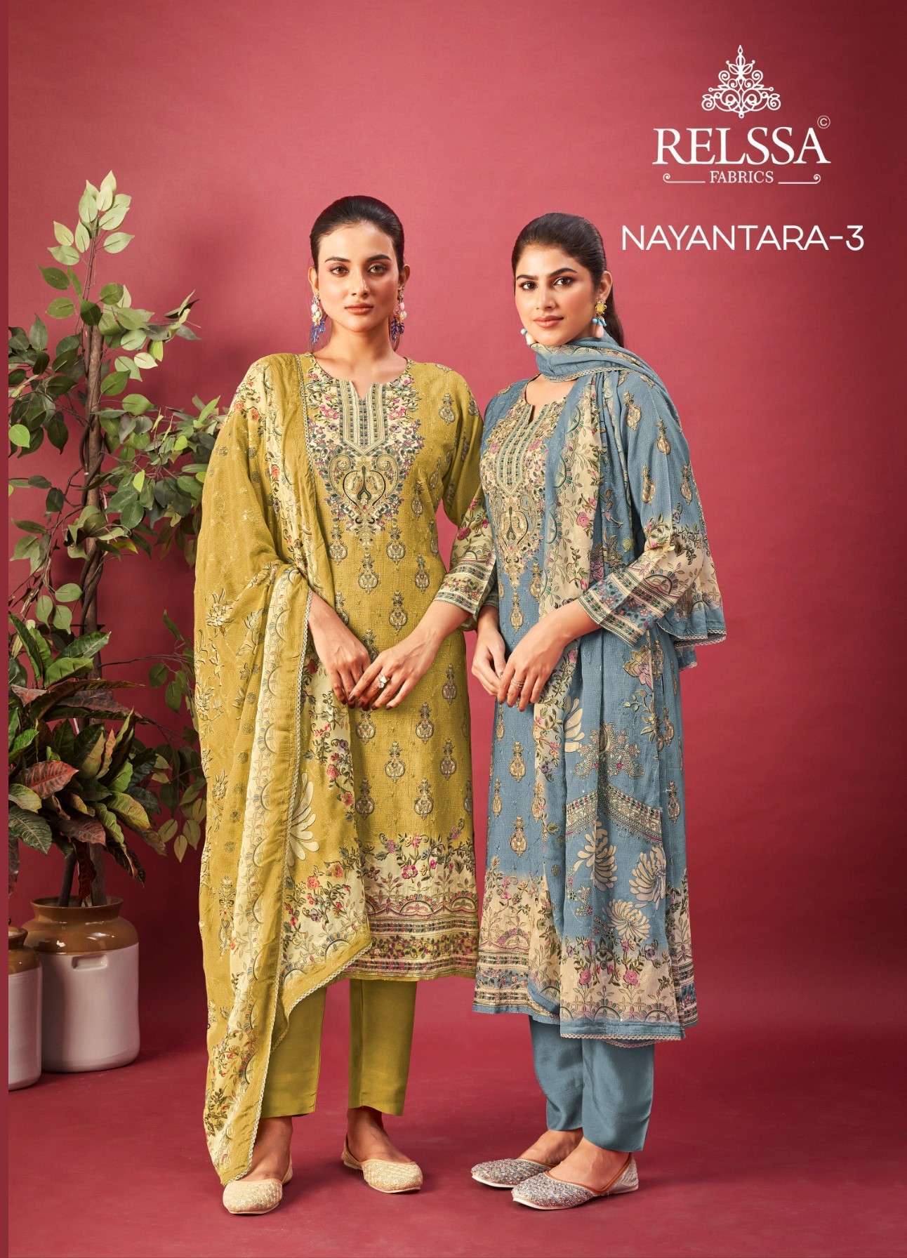 RELSSA NAYANTARA VOL-3 FANCY PRINTED HANDWORK SALWAR KAMEEZ WHOLESALE RATE