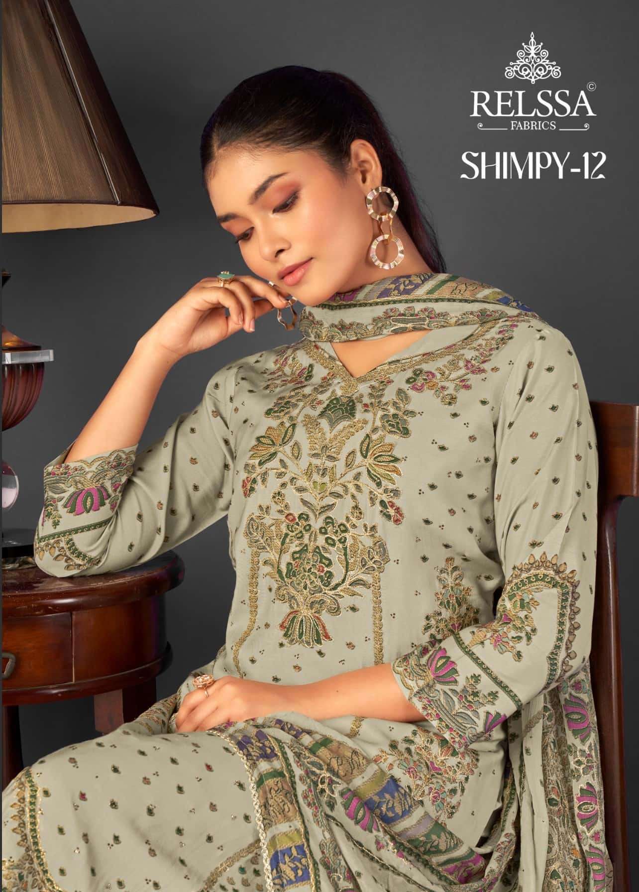 RELSSA SHIMPY VOL-12 FANCY HANDWORK CASUAL WEAR SALWAR KAMEEZ WHOLESALER 