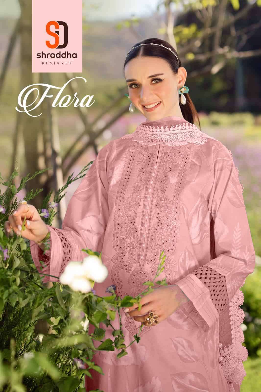 SHRADDHA DESIGNER FLORA LAWN COTTON PRINTED  PATCH WORK PAKISTANI SUIT WHOLESALE RATE