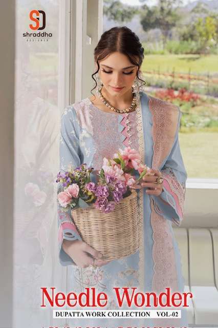 SHRADDHA DESIGNER NEEDLE WONDER DUPATTA WORK COLLECTION VOL-2 DESIGNER PAKISTANI COTTON SUIT