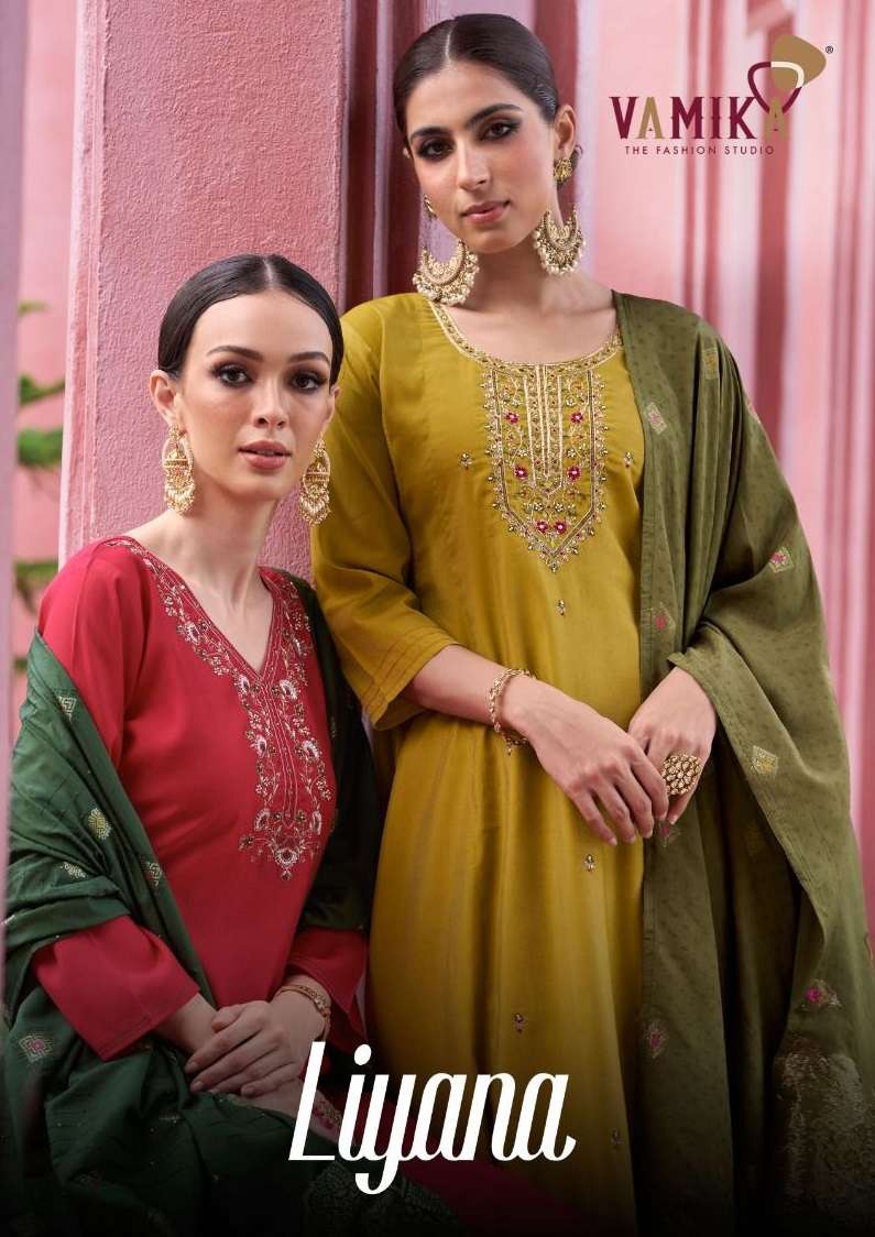 VAMIKA LIYANA VISCOSE FESTIVEL WEAR DESIGNER THREE PCS READYMADE SET EXPORTER IN INDIA