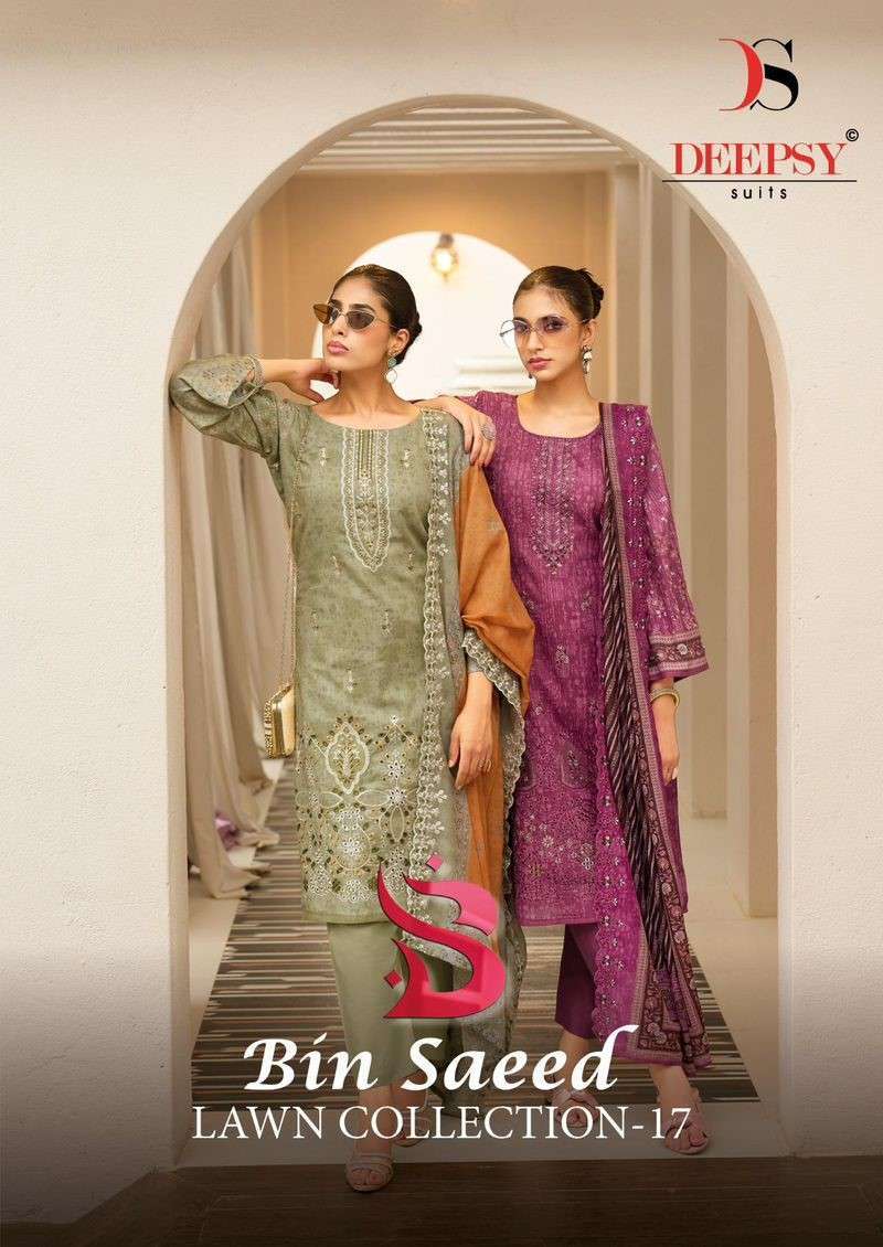 DEEPSY BIN SAEED LAWN COLLECTION VOL-17 EMBRODERY WORK PURE COTTON SALWAR SUIT CATALOGUE WHOLESALER 
