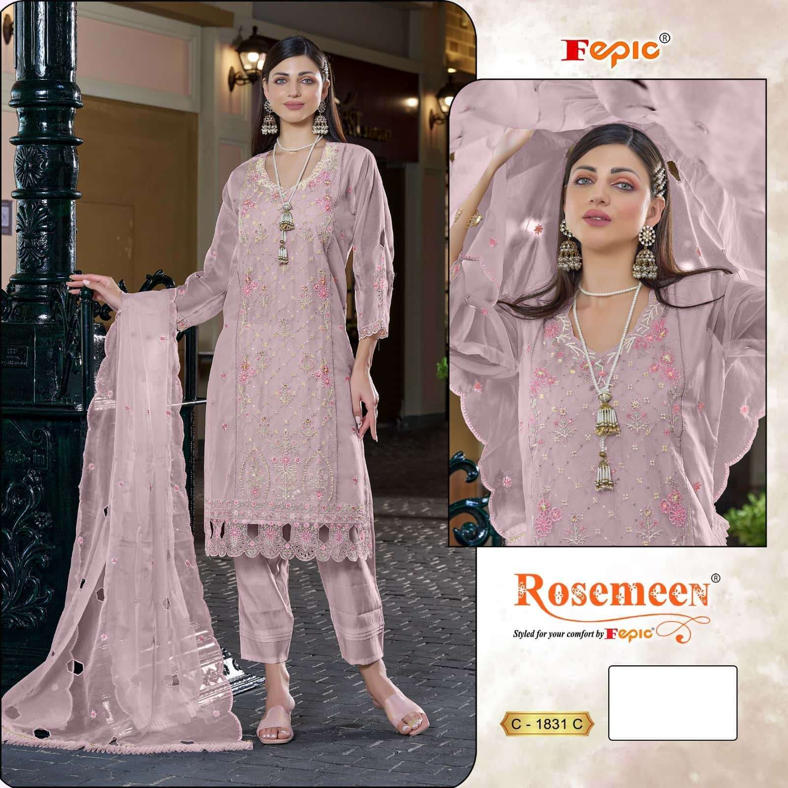 FEPIC C 1831 HEAVY ORGANZA EMBRODERY WORK DESIGNER PAKISTANI LADIES SUIT WHOLESALER
