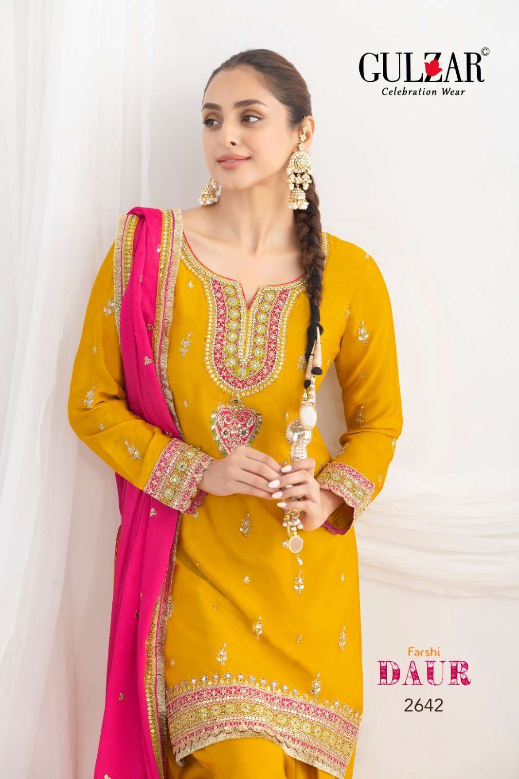GULZAR DAUR PREMIUM CHINON PARTY WEAR SALWAR KAMEEZ CATALOG EXPORTER IN INDIA