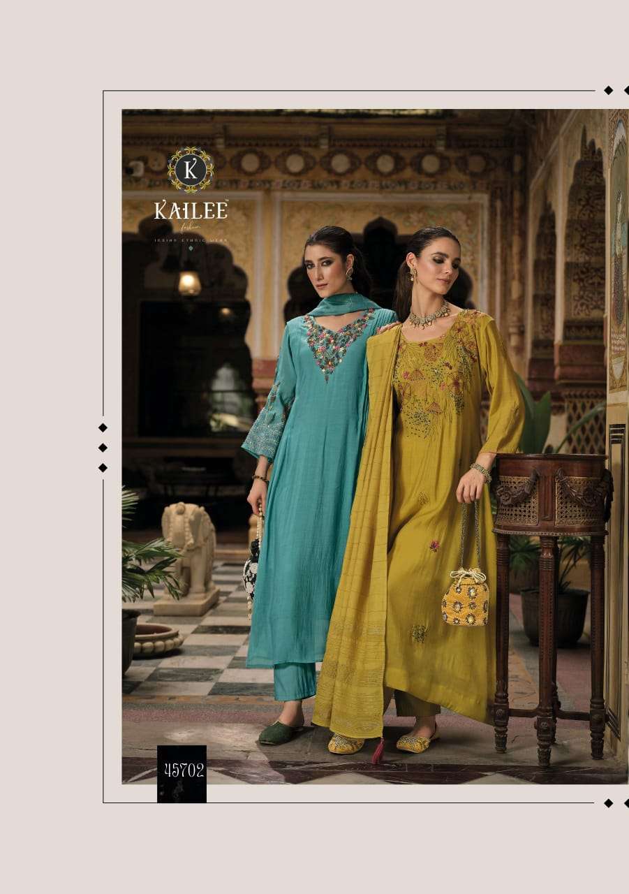 KAILEE FASHION MEHER MAL CHANDERI FANCY DESIGNER THREE PCS READYMADE SET EXPORTER 
