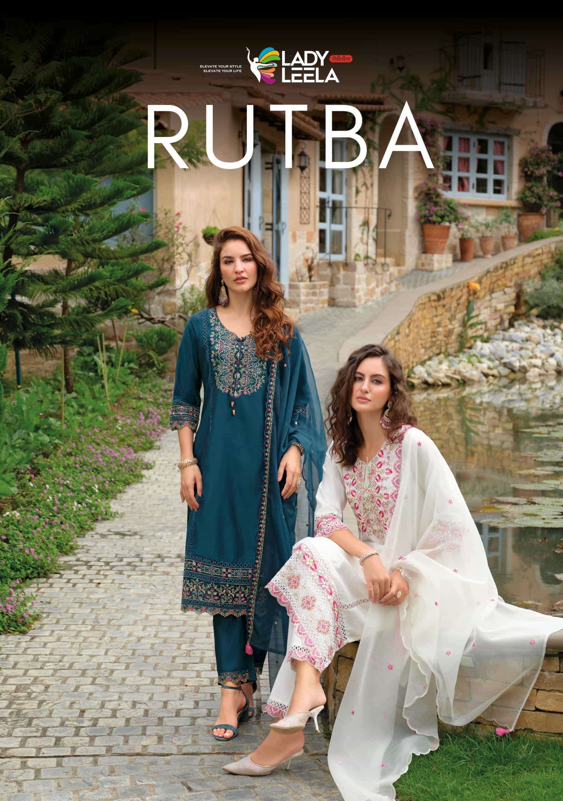 LADY LEELA RUTBA  VISCOSE SILK HANDWORK THREE PCS KURTI WHOLESALER IN SURAT 