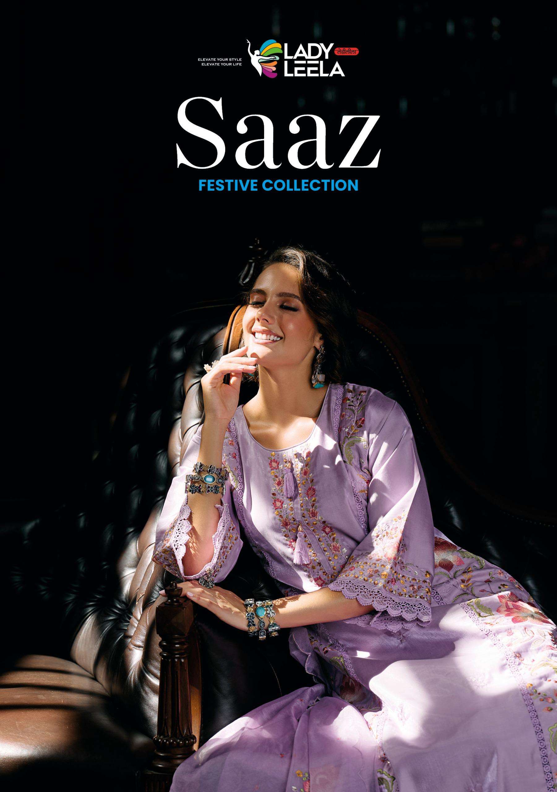 LADY LEELA SAAZ  VISCOSE SILK HANDWORK THREE PCS KURTI WHOLESALER IN SURAT 