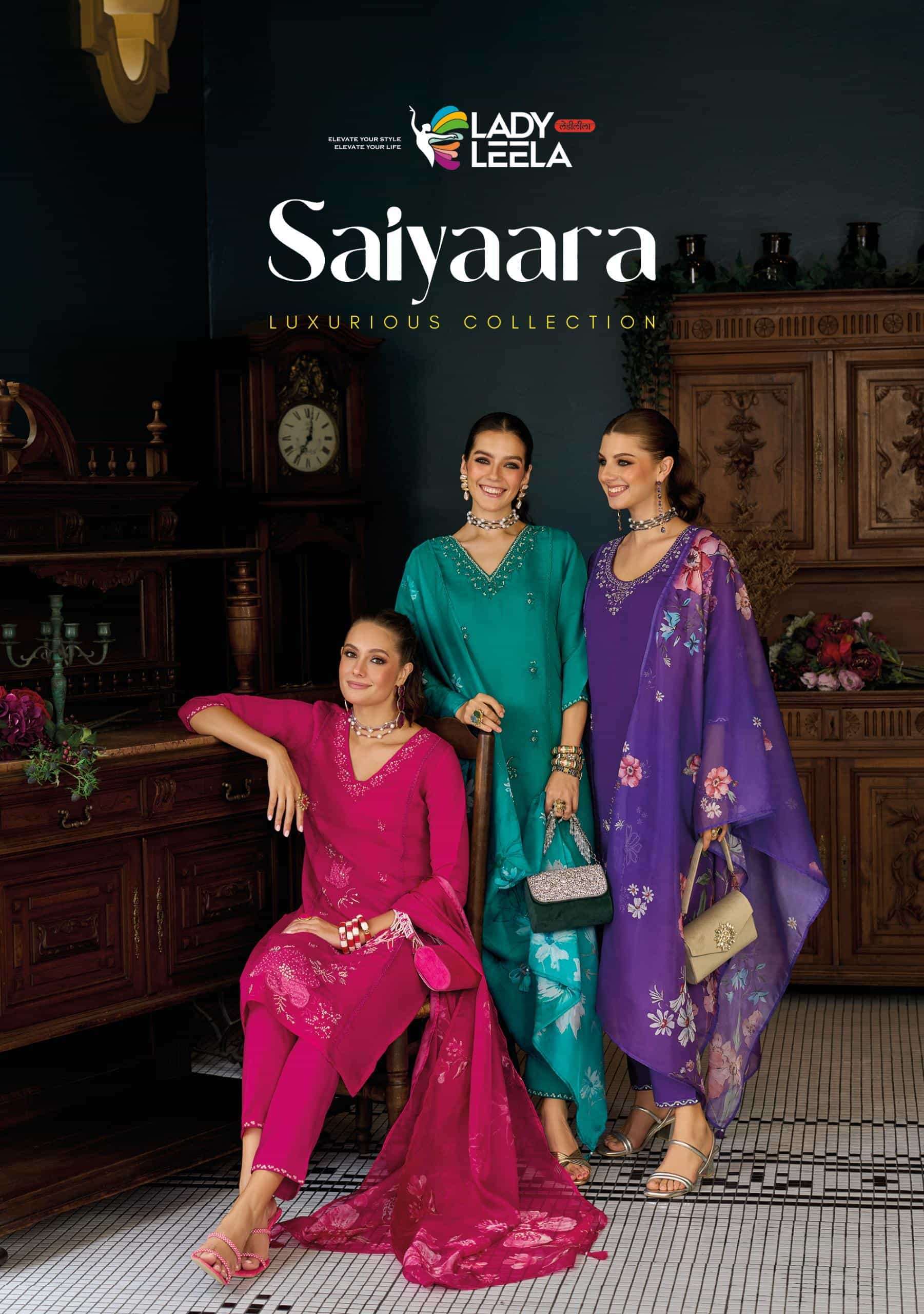 LADY LEELA SAIYAARA VISCOSE CHANDERI DESIGNER KURTI WITH BOTTOM AND DUPPTA COLLECTION SUPPLIER 