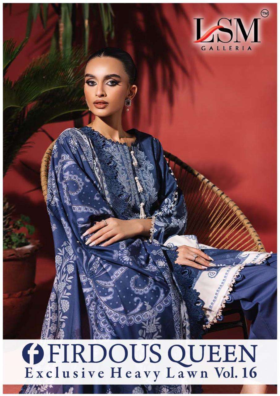 LSM GALLERIA FIRDOUS QUEEN VOL-16  LAWN PRINTED PAKISTANI DRESS MATERIAL SUPPLIER 
