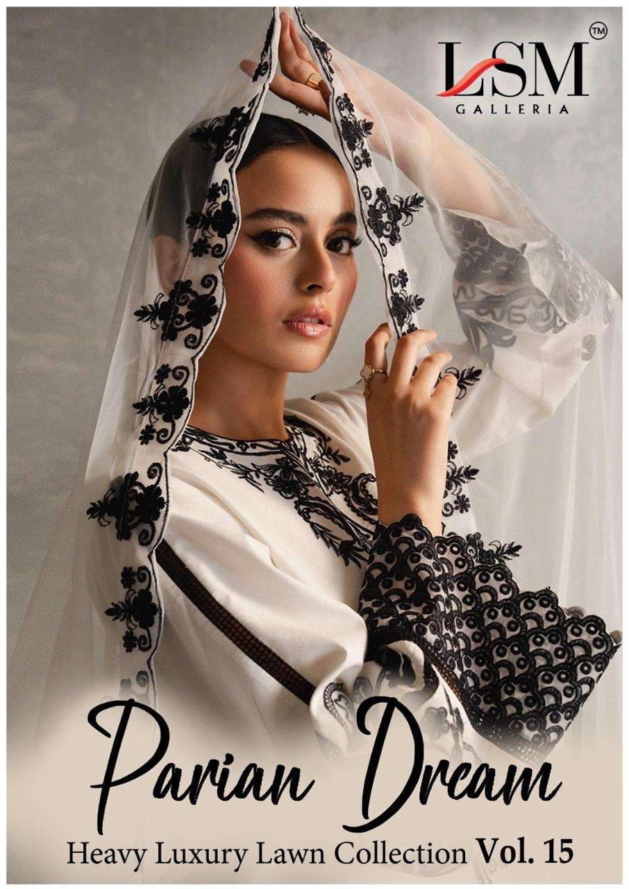 LSM GALLERIA  PARIAN DREAM VOL 15 LAWN PRINTED PAKISTANI DRESS MATERIAL SUPPLIER 
