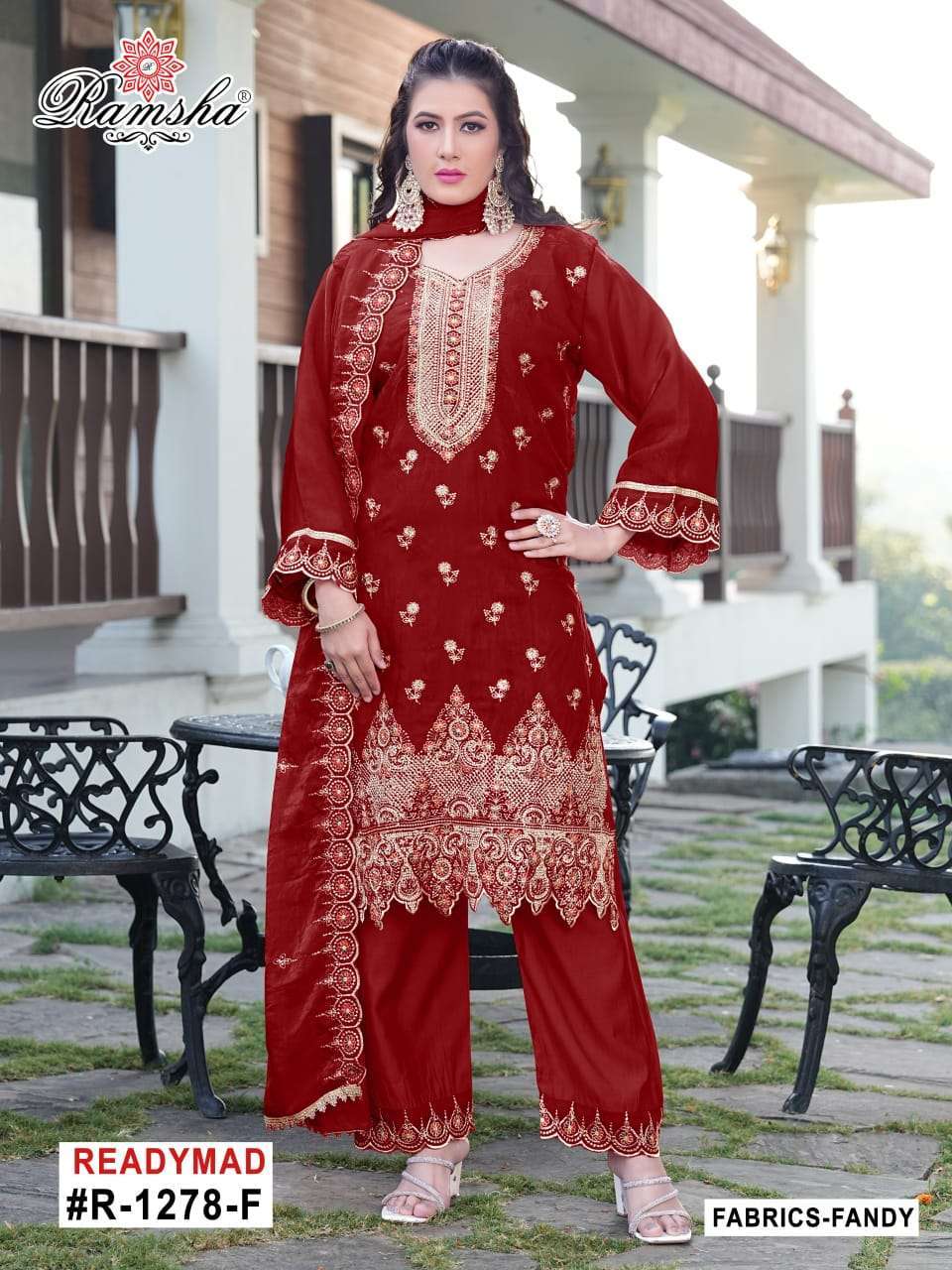 RAMSHA R 1278 NX FANCY SILK READYMADE PAKISTANI SUIT WHOLESALER