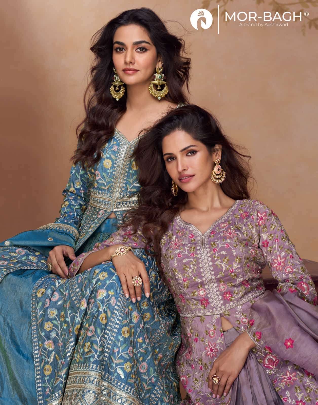 AASHIRWAD CREATION MOR BAGH PRACHI 10371 To 10373 PREMIUM GEORGETTE DESIGNER GOWN CATALOG SUPPLIER 