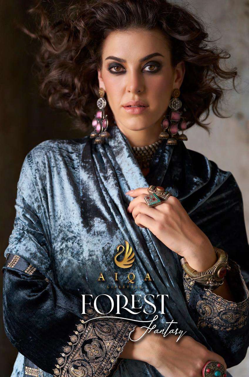 AIQA LIFESTYLE FOREST FANTASY VISCOSE VELVET DESIGNER WINTER LADIES SUIT CATALOG SUPPLIER IN INDIA 
