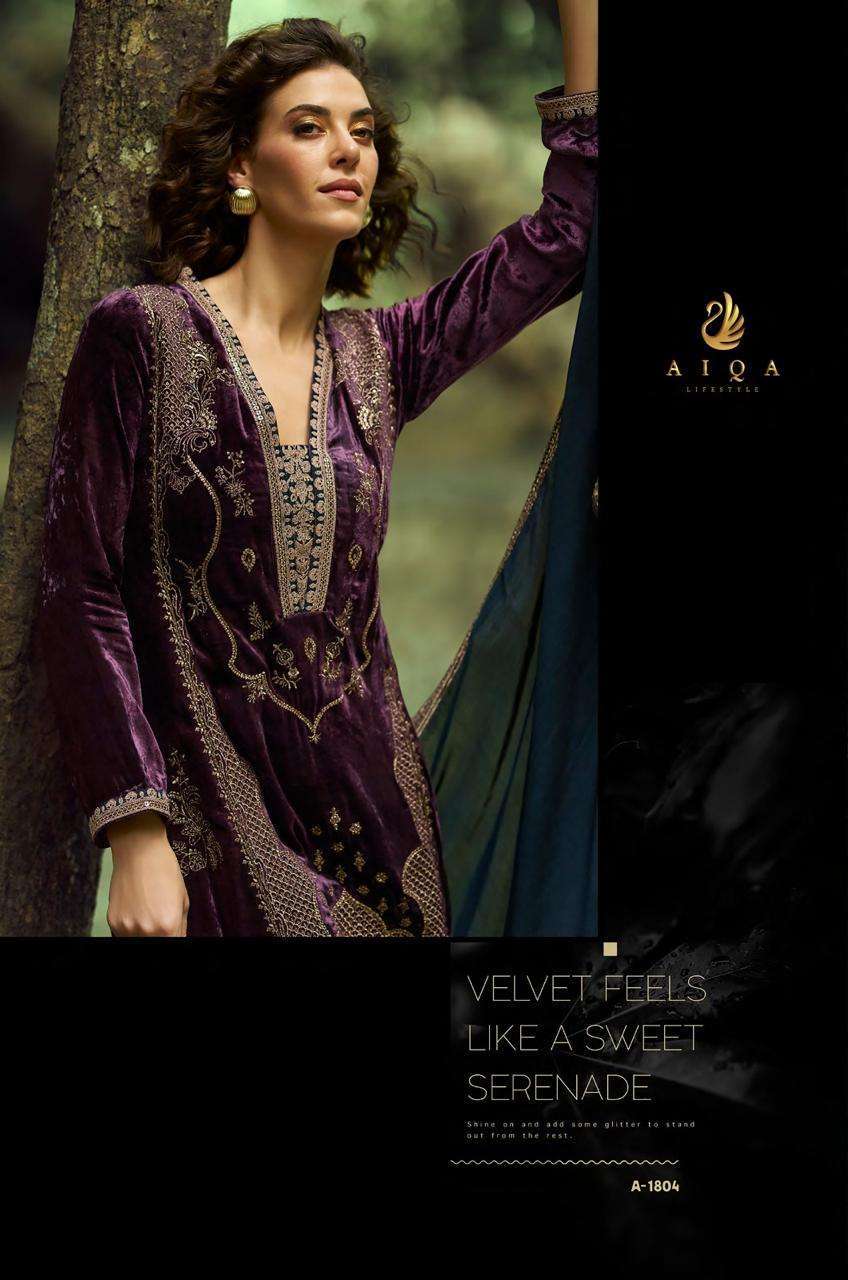 AIQA LIFESTYLE THE LADY OF THE LAKE VISCOSE VELVET DESIGNER WINTER VELVET SUIT EXPORTER IN INDIA