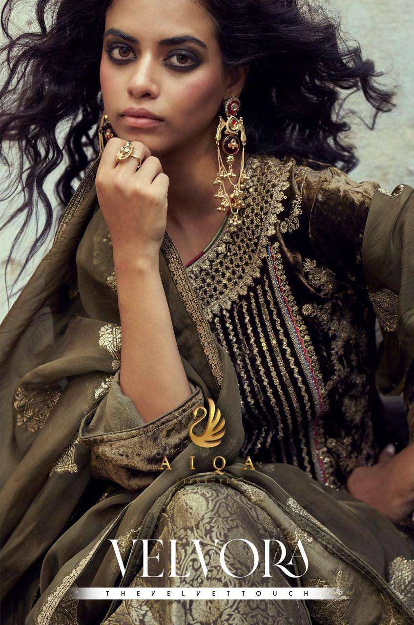AIQA LIFESTYLE VELVORA DESIGNER EMBRODERY WORK PARTYWEAR VELVET SUIT WHOLESALE RATE