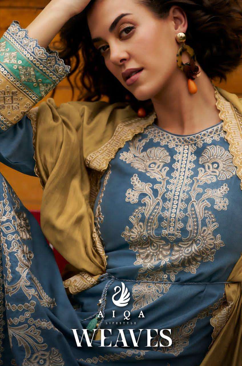 AIQA LIFESTYLE WEAVES  PURE PASHMINA WITH FANCY EMBRODERY WORK PASHMINA SUIT WHOLESALER 