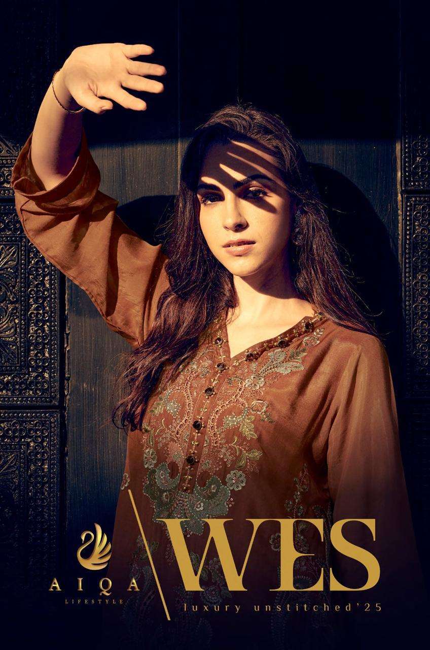 AIQA LIFESTYLE WES PURE MUSLIN SILK DESIGNER FESTIVEL WEAR LADIES SUIT WHOLESALER 