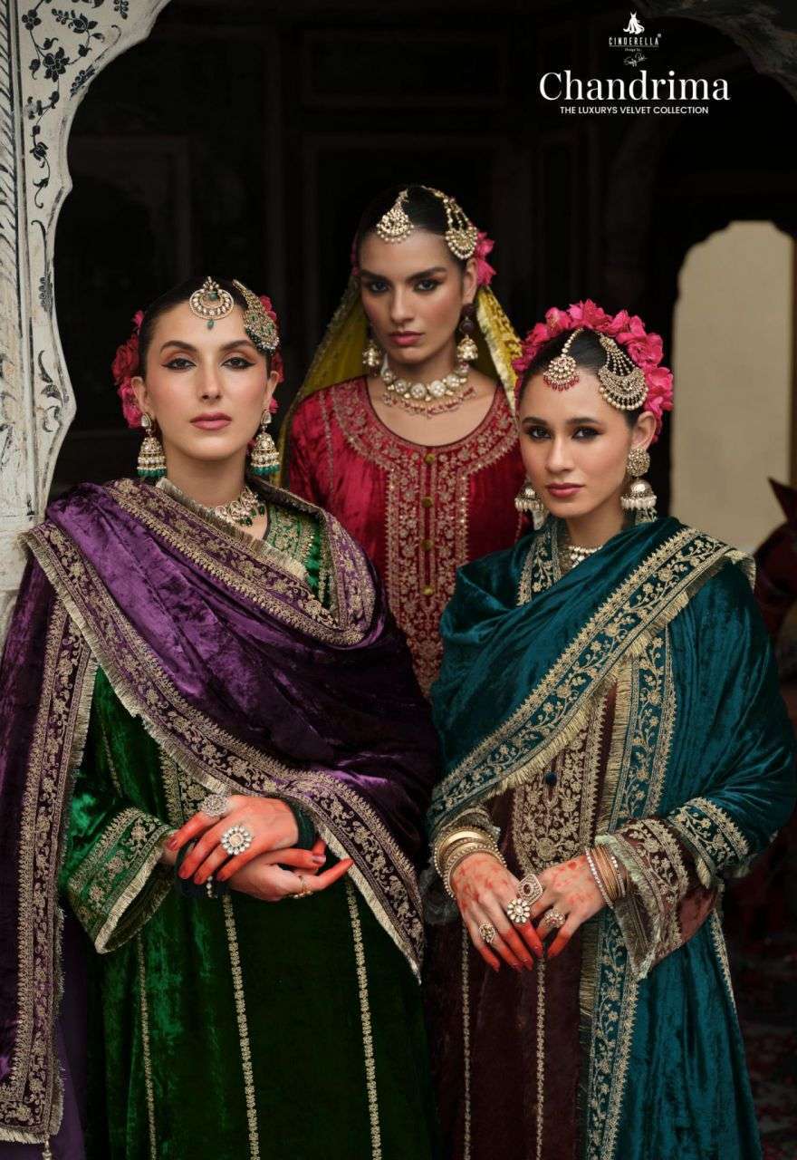 CINDRELLA CHANDRIMA  VELVET EMBRODERY WORK DESIGNER WINTER LADIES SUIT DEALER 