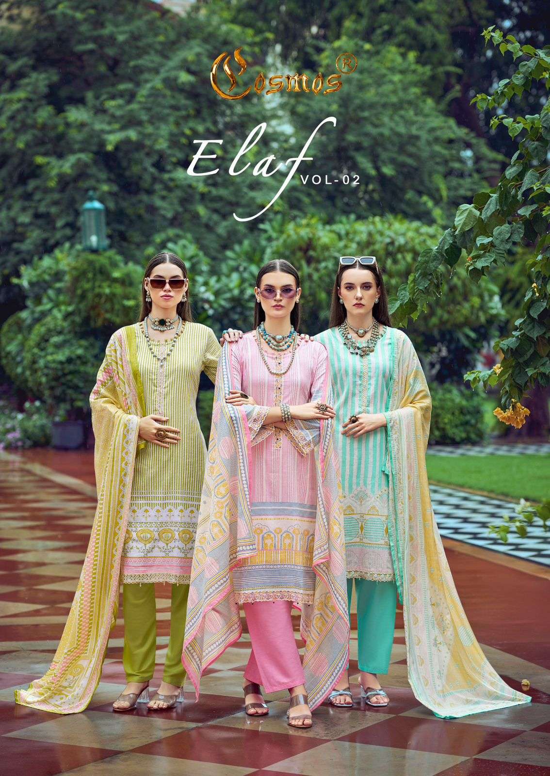COSMOS ELAF VOL 2  EXCLUSIVE UNSTITCH LAWN COTTON SUIT DEALER IN INDIA