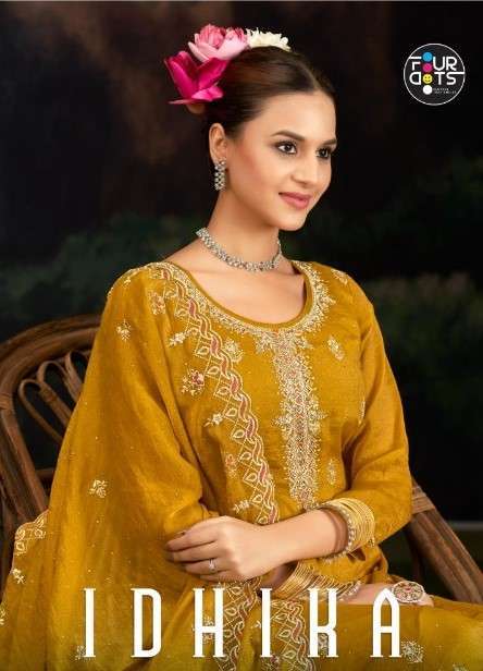 FOURDOTS IDHIKA CRUSH SILK EMBRODERY WORK DESIGNER PARTY WEAR SALWAR SUIT EXPORTER 