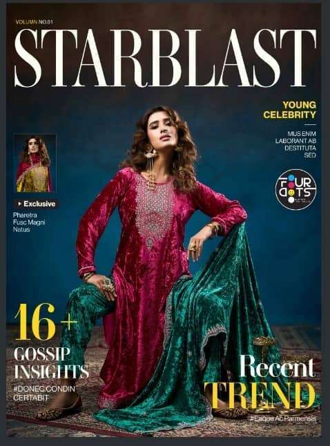 FOURDOTS STARBLAST MAKHMAL VISCOSE VELVET LADIES SUIT CATALOG SUPPLIER 