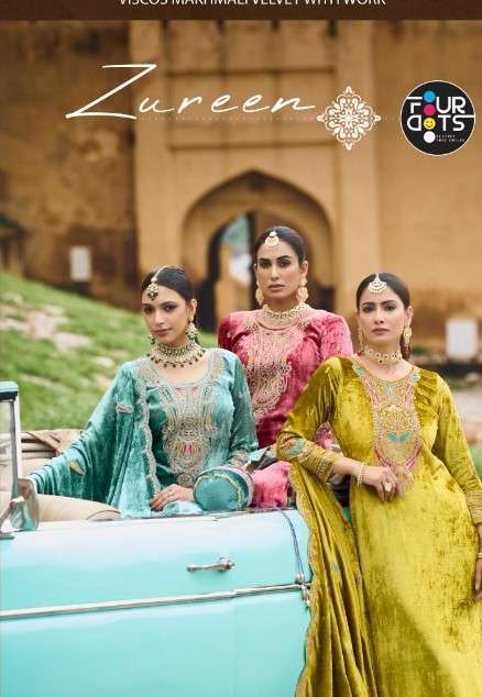 FOURDOTS ZUREEN VISCOSE MAKHMALI VELVET LADIES SUIT CATALOG SUPPLIER 