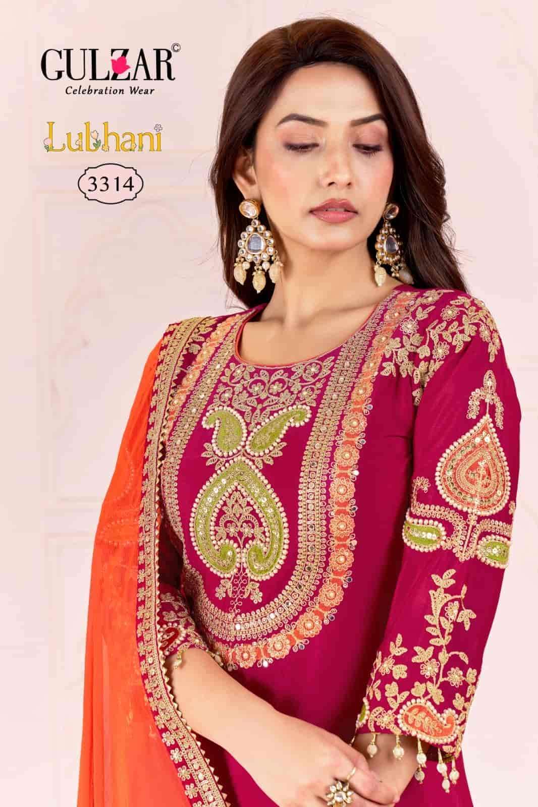 GULZAR LUBHANI PREMIUM CHINON HANDWORK SHARARA READYAMADE SUIT WHOLESALER 