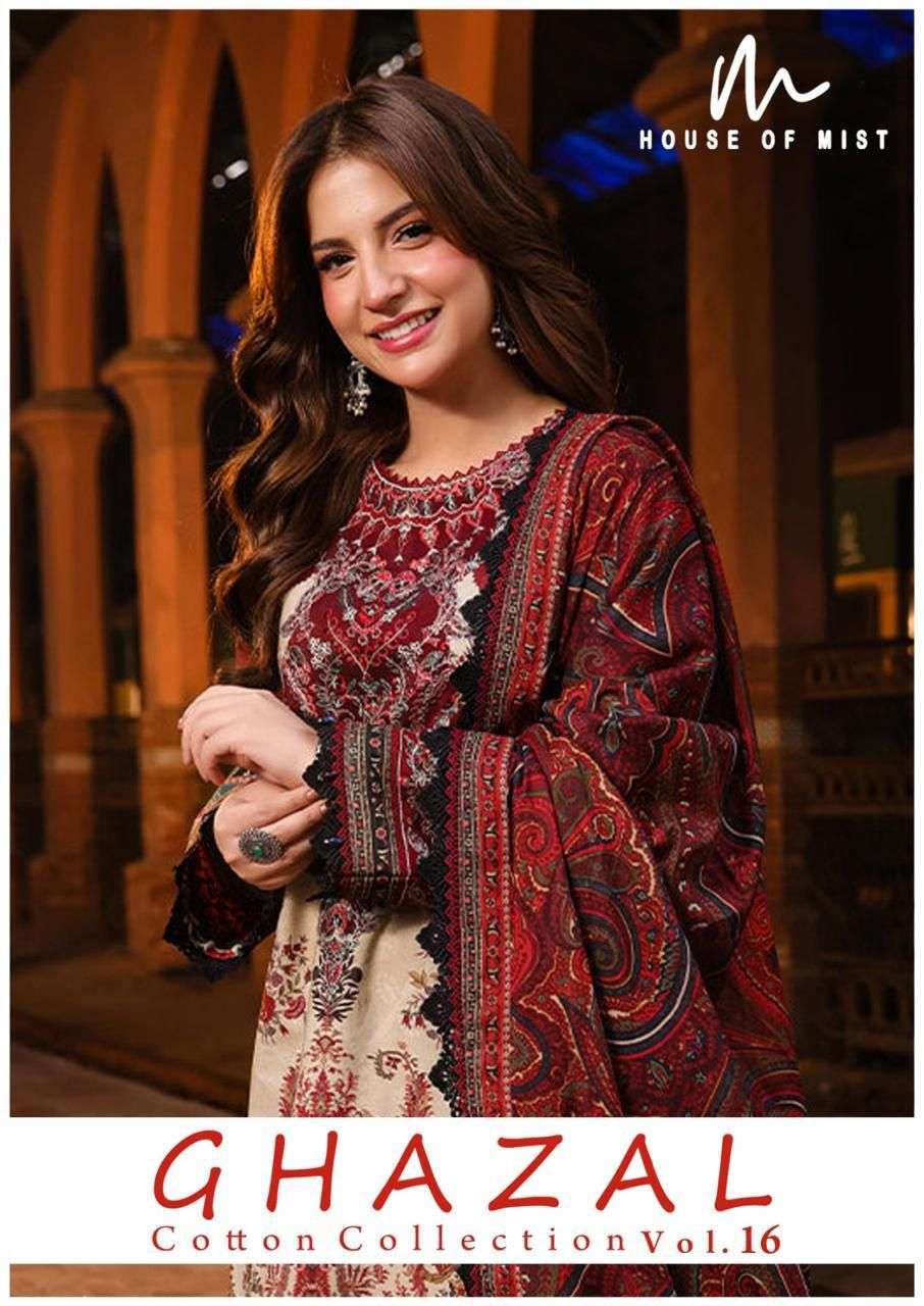 HOUSE OF MIST GHAZAL VOL 16 PURE COTTON PRINTED PAKISTANI SUIT SUPPLIER