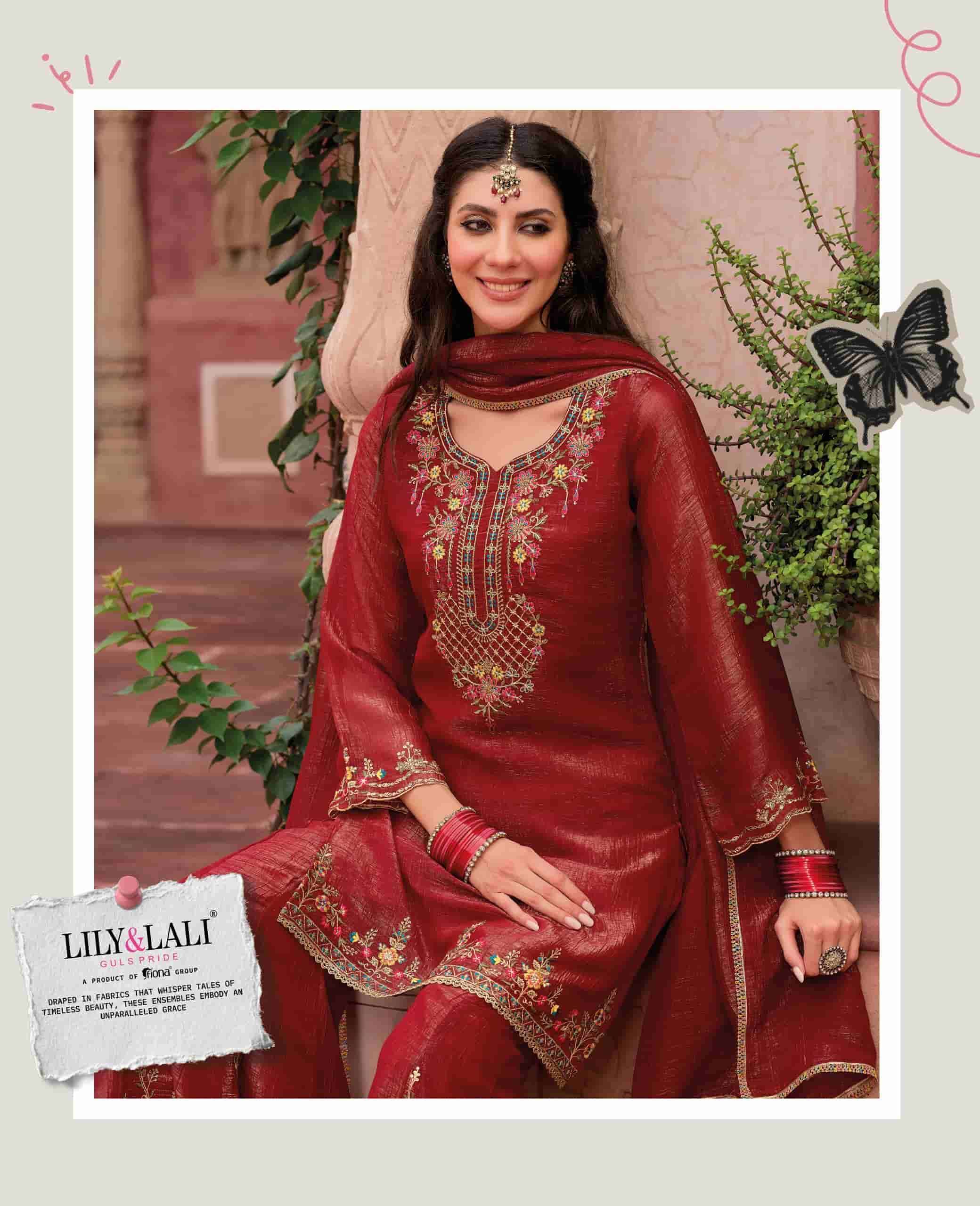 LILY AND LALI LASHKARA VISCOSE SILK DESIGNER EMBRODERY WORK KURTI WITH BOTTOM AND DUPPTA COLLECTION SUPPLIER 