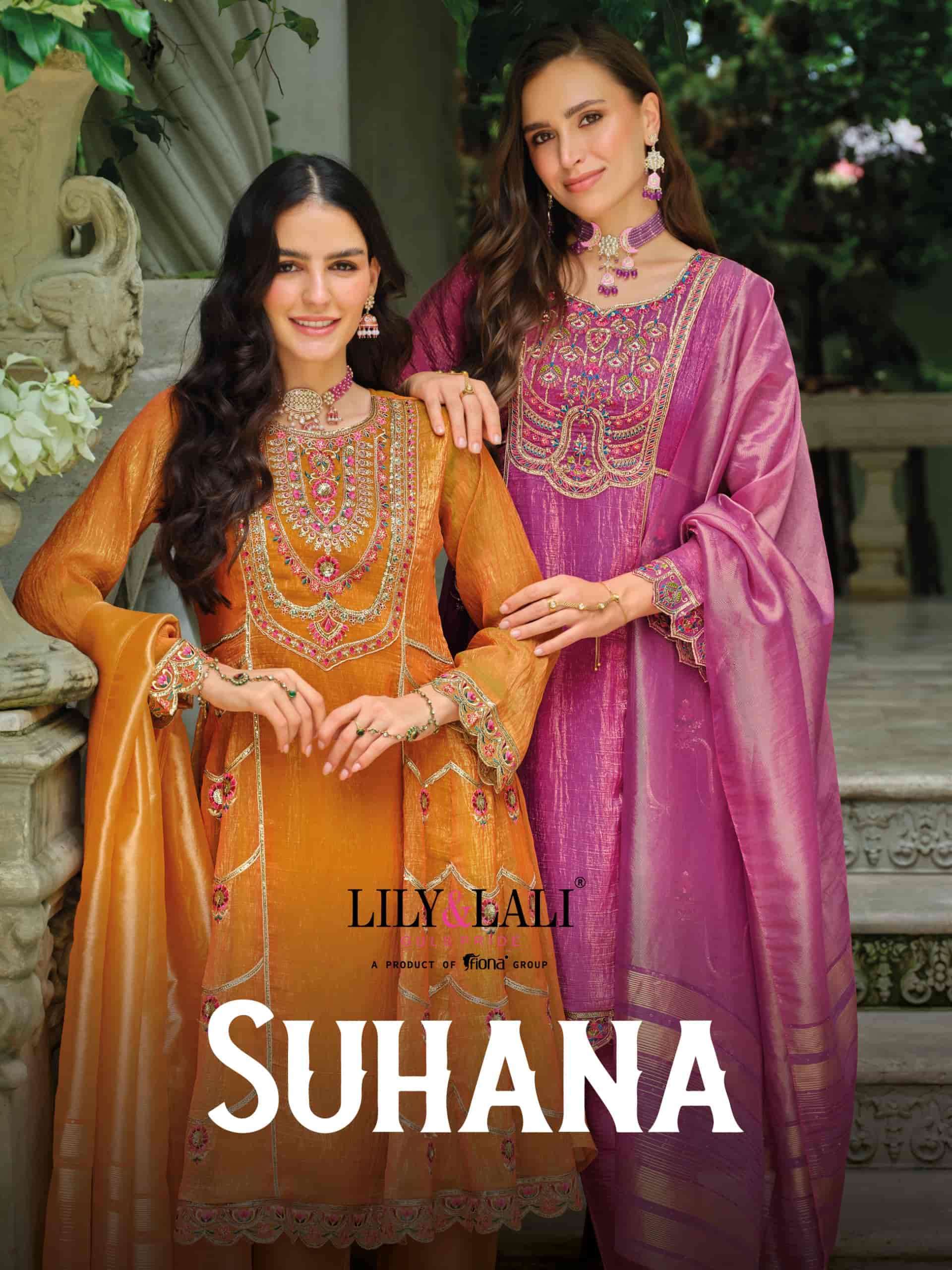 LILY AND LALI SUHANA VISCOSE SILK DESIGNER EMBRODERY WORK KURTI WITH BOTTOM AND DUPPTA COLLECTION SUPPLIER 