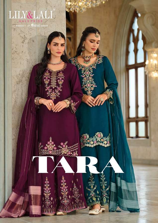 LILY AND LALI TARA VISCOSE SILK DESIGNER EMBRODERY WORK KURTI WITH BOTTOM AND DUPPTA COLLECTION SUPPLIER 