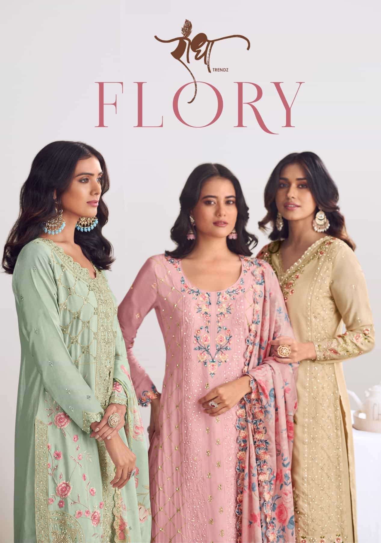 RADHA TRENDZ FLORY PREMIUM CHINON PARTY WEAR READYMADE DRESS WHOLESALER