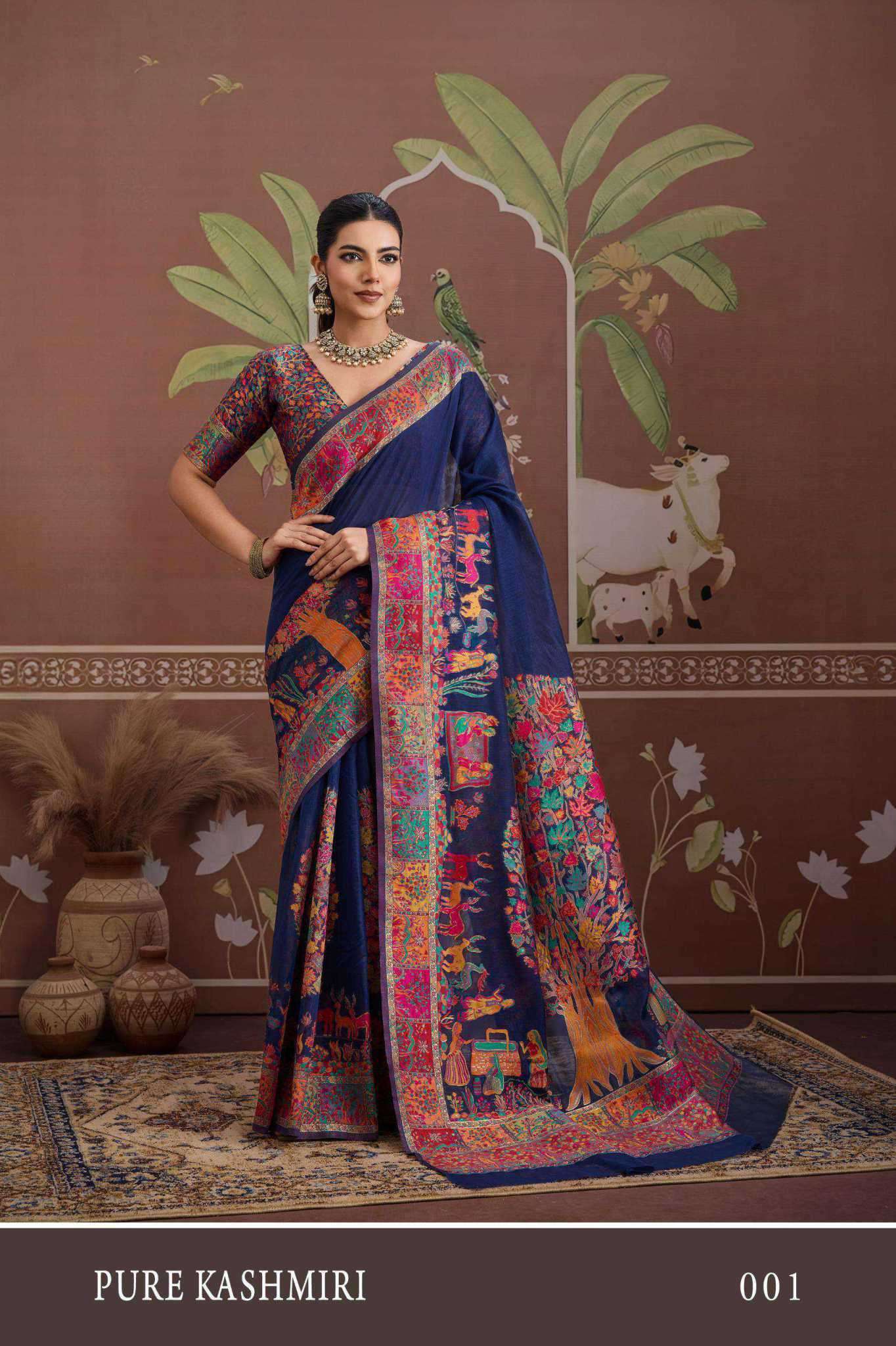 RAJTEX PURE KASHMIRI MODAL COTTON PASHMINA WEAVING SAREE CATALOG SUPPLIER 