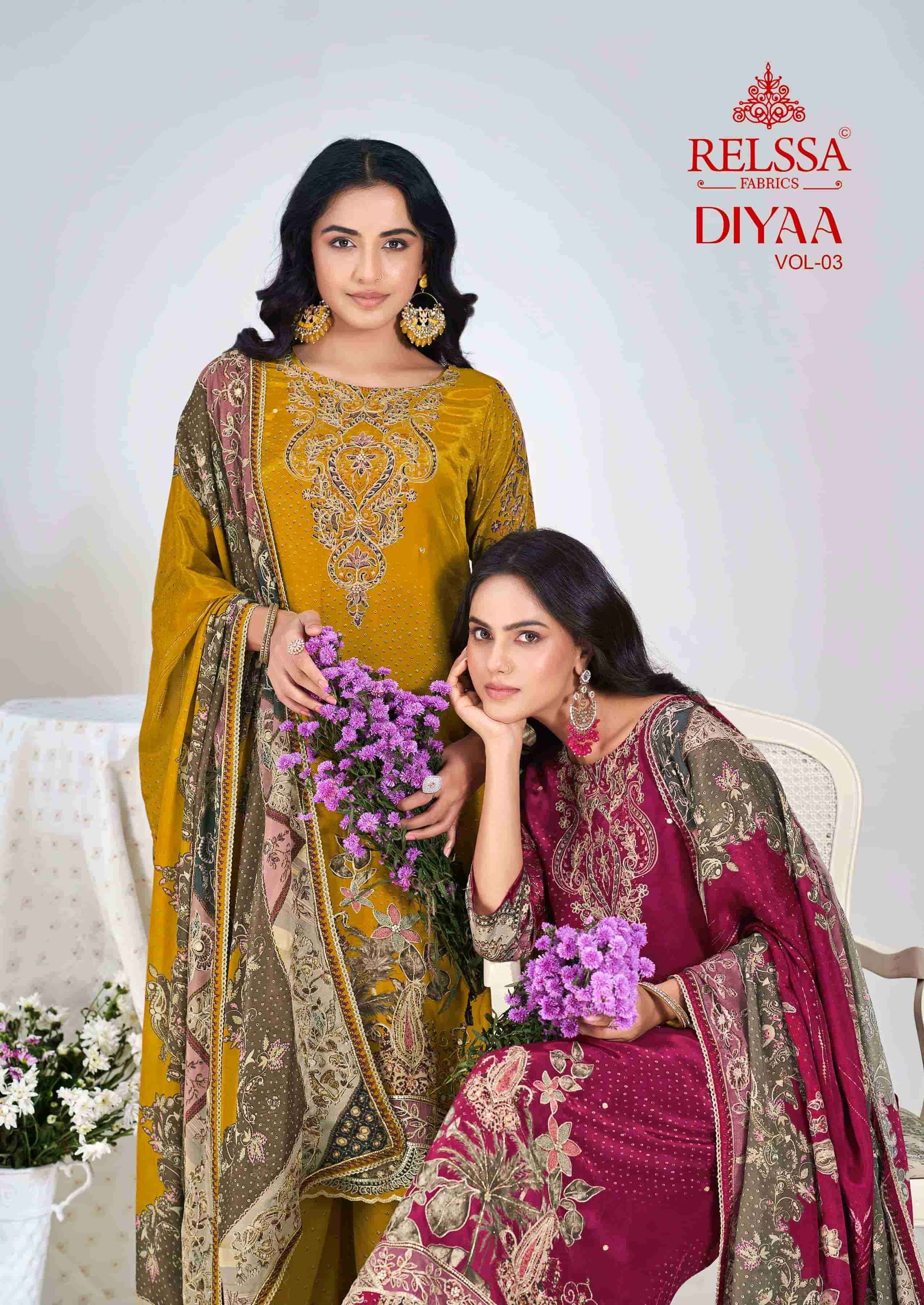 RELSSA DIYAA VOL 3 NATURAL CREPE DIGITAL PRINTED SALWAR KAMEEZ CATALOG  SUPPLIER 