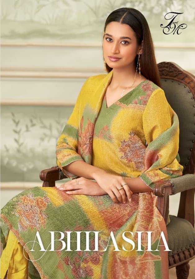 T AND M DESIGNER ABHILASHA TISSUE SILK DIGITAL PRINTED WITH HANDWORKD CASUAL WEAR SUIT WHOLESALER 