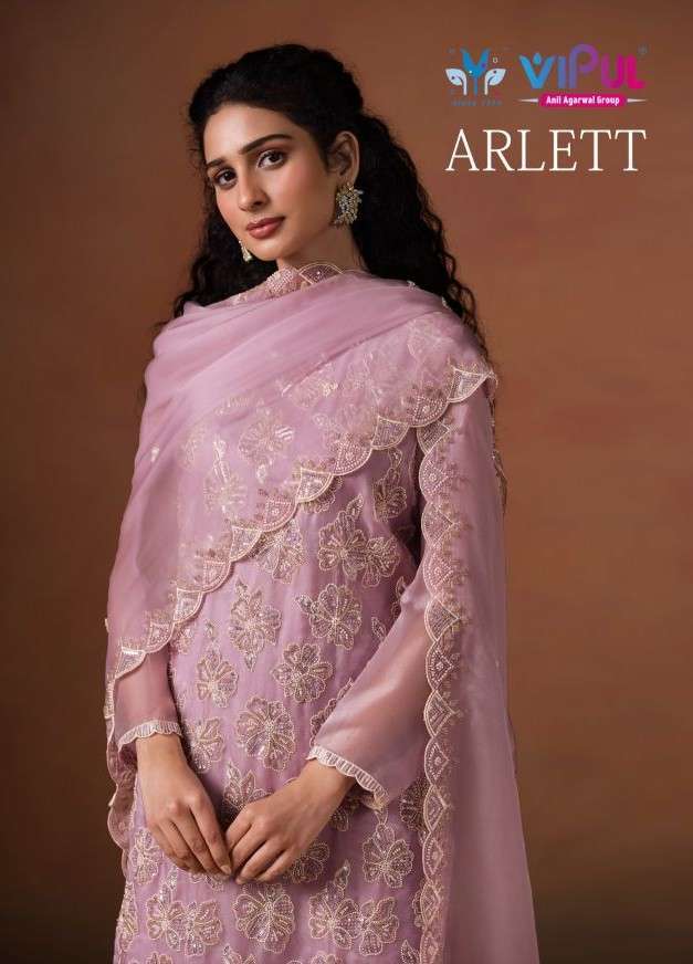 VIPUL FASHION ARLETT 6461-6466 DESIGNER EMBRODERY WORK ORGANZA PARTYWEAR LADIES SUIT CATALOG SUPPLIER 